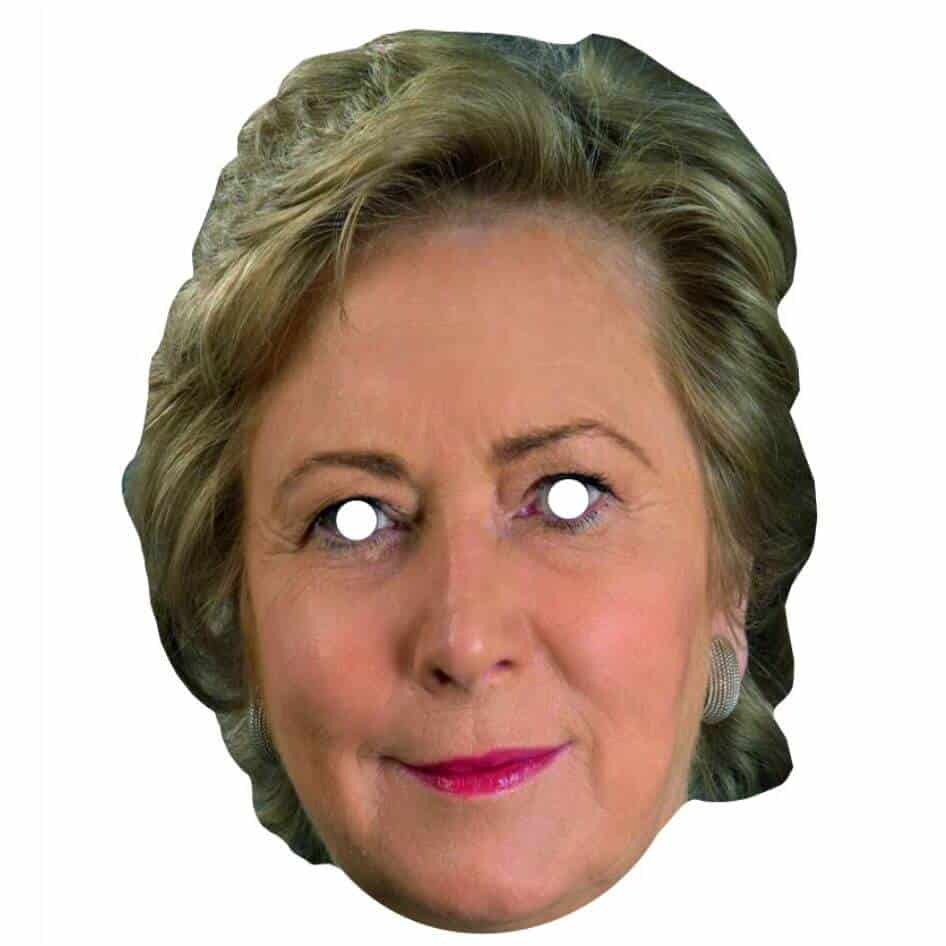 Frances Fitzgerald Mask.These masks are made from a sturdy cardboard, cover your face, have two pre-cut eye holes and are held in place by an elastic band.