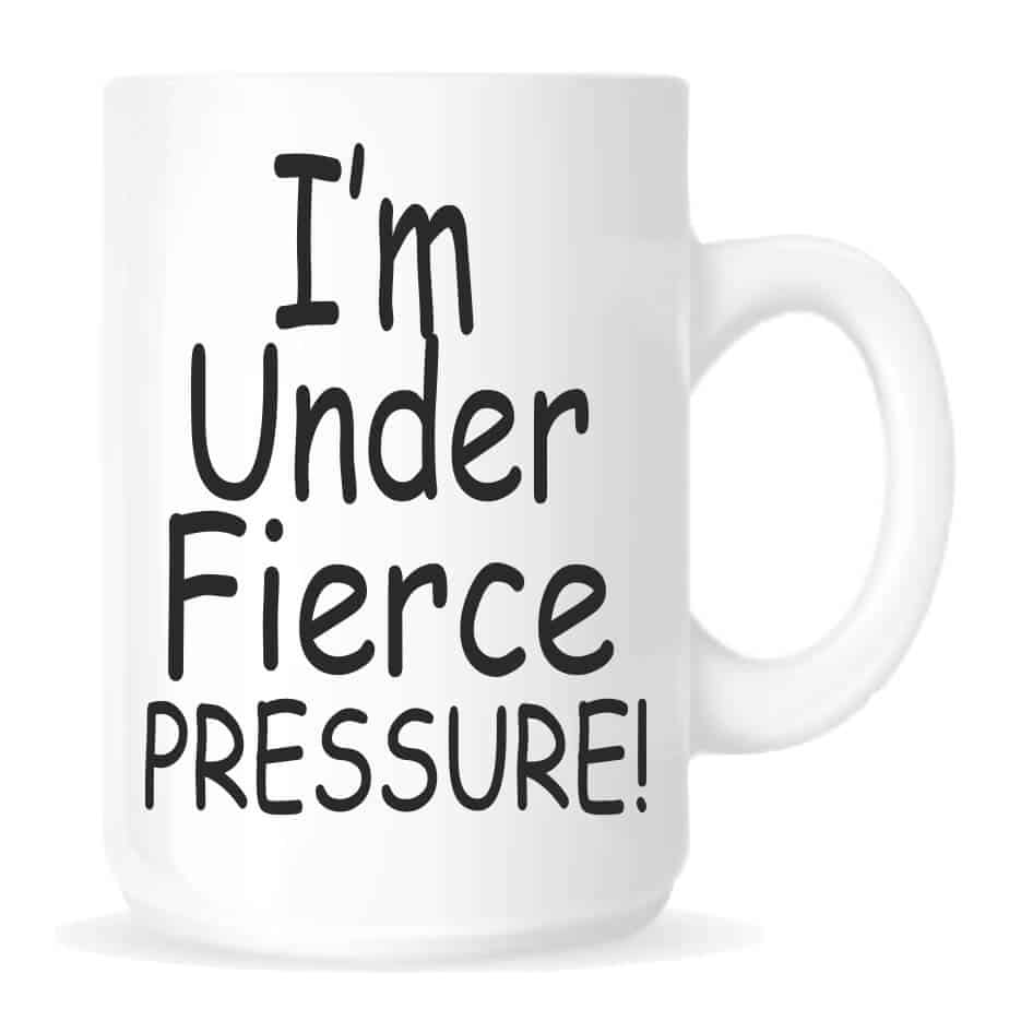 I'm under Fierce Pressure' Mug, perfect for someone who is always on the go!! Our "I'm under Fierce Pressure" is an everyday use mug. Our ceramic mugs are robust, hard wearing and manufactured with a dishwasher safe premium coating.They are dishwasher resistant up to 800 wash cycles at 45°C. Our deluxe 14oz Travel mugs are ideal for anyone on the move, these travel mugs are stainless steel and will last for years. The mugs keep liquid hot or cold. Our mugs are of a high gloss finish and are available in four sizes. Standard 10oz Mug Fine Enamel 12oz Cup Jumbo 15oz Mug - Ideal for anyone that loves a good cuppa! Travel 14oz Mug - Great for anyone on the move. All mugs come in a gift box