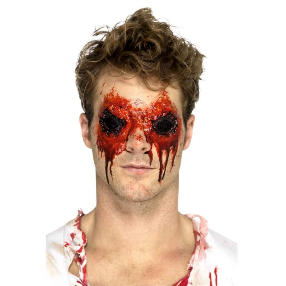 Zombie Eyes Prosthetic Kit.If you are into halloween make up then check this kit out! Our gruesome  Zombie Eyes Prosthetic Kit includes two eye patches that you can see through, adhesive and blood. A horror kit at it's best!