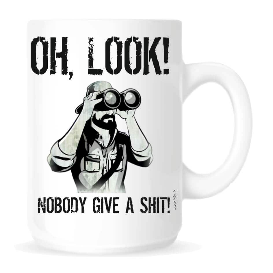 Nobody Give A Shit Mug from Joke.ie Ireland Our mug is ideal for your tea or coffee. The Nobody Give A Shit Mug  is an everyday use mug. The 10oz ceramic mugs are manufactured with a dishwasher safe premium coating.They are dishwasher resistant up to 800 wash cycles at 45°C.Our deluxe 14oz Travel mugs are ideal for anyone on the move, these travel mugs are stainless steel and will last for years. The mugs keep liquid hot or cold. Our mugs are of a high gloss finish and are available in four sizes. Standard 10oz Mug  Fine Enamel Mug 12oz  Jumbo 15oz Mug – Ideal for anyone that loves a good cuppa! Travel 14oz Mug – Great for anyone on the move. All mugs come in a gift box