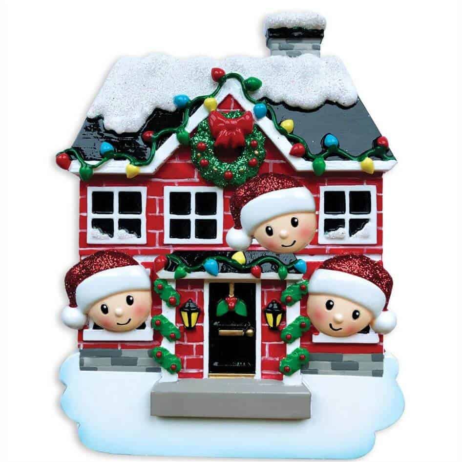 Personalised New House Head 3 Christmas Decoration by joke.ie in Cavan Ireland. Our popular personalised decorations are the ideal Christmas gift to hang on the Christmas tree, and when the festive season is over pop it into the keepsake box. Hand crafted Christmas decorations in the traditional Christmas colours. Personalise it with a name or family name in the relevant field. These quality hand painted decorations are made from poly resin material and finished to a high standard with a high gloss finish.Your gift will be wrapped in tissue paper and finished with a gift bag.