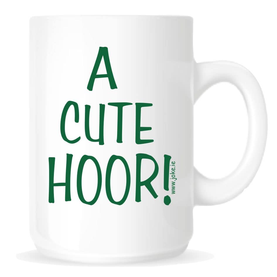 Cute Hoor Mug Our mug is ideal for your tea or coffee.Novelty mug with a fun slogan "Cute Hoor Mug" usually the Cavan man was always mentioned!  Our novelty fun mugs are an everyday use mug. The ceramic mugs are manufactured with a dishwasher safe premium coating.They are dishwasher resistant up to 800 wash cycles at 45°C.Our deluxe 14oz Travel mugs are ideal for anyone on the move, these travel mugs are stainless steel and will last for years. The mugs keep liquid hot or cold. Our range of mugs are of a high gloss finish and are available in four sizes. Standard 10oz Mug Fine Enamel Mug 12oz Jumbo 15oz Mug – Ideal for anyone that loves a good cuppa! Travel 14oz Mug – Great for anyone on the move. All mugs come in a gift box