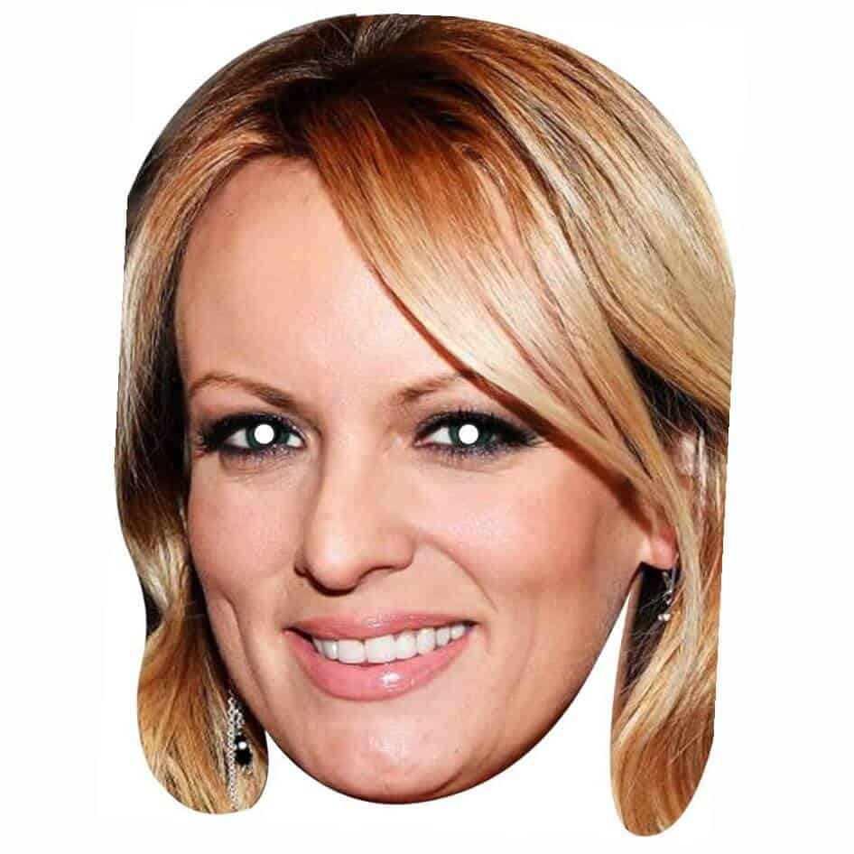 Stormy Daniels Mask from joke.ie Stephanie A. Gregory Clifford, known professionally as Stormy Daniels, is an American pornographic film actress, director and former stripper.She sprang to bigger fame from her hoolie with Donald Trump.Our masks are ready to wear.They are made from a sturdy cardboard, they cover your face,have two pre-cut eye holes and is held in place by an elastic band. Our Stormy Daniels Mask is ideal for Parties, Office Parties, Birthdays, St Patrick Day floats or just having a bit of fun. If you would like a personalised face mask of a friend, a family member or someone famous please Contact Us