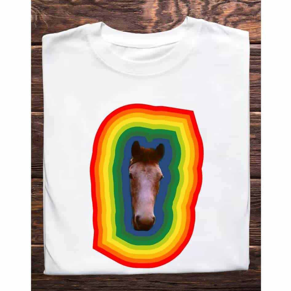Father Ted Inspired: Lovely Horse Tee Shirt from Joke.ie, Ireland. Celebrate your love for classic comedy with our Father Ted inspired Lovely Horse tee shirt. Perfect for fans of the beloved television series, this unique tee captures the quirky humor and memorable moments that made Father Ted a timeless favorite. Whether you're heading to a comedy convention, relaxing at home, or hanging out with friends, this tee is a must-have addition to your wardrobe. Embrace the Quirkiness Nostalgic Design: The Lovely Horse tee shirt features a playful design that pays homage to one of the most iconic and hilarious moments from Father Ted. The front-facing horse with a rainbow surrounding its face is printed on high-quality fabric, ensuring that the humor and charm of the show are captured in every detail. This tee shirt is not just a piece of clothing; it's a conversation starter and a tribute to classic television comedy. High-Quality Materials Comfort and Durability: Made from a soft and breathable cotton blend, the tee shirt offers superior comfort for all-day wear. The durable fabric is designed to withstand repeated washing and wearing, ensuring that this tee remains a staple in your collection for years to come. The lightweight material makes it perfect for layering or wearing on its own, providing versatility for any season. Perfect Fit Unisex Sizing: Available in a range of unisex sizes, the Lovely Horse tee shirt is designed to fit comfortably on both men and women. The classic crew neck and relaxed fit ensure that you look stylish while feeling comfortable. Transition seamlessly from casual outings to relaxed evenings at home with this versatile tee. Ideal for Various Occasions Versatile Style: Whether you're binge-watching Father Ted, attending a themed party, or just enjoying a casual day out, this tee shirt is the perfect choice. Its simple yet eye-catching design makes it suitable for a variety of occasions, allowing you to showcase your love for the show wherever you go. Great Gift Idea: Looking for a unique gift for a Father Ted fan? The Lovely Horse tee shirt is an excellent choice. Its nostalgic design and high-quality construction make it a thoughtful and memorable gift for birthdays, holidays, or just because. Easy Care Low Maintenance: The Lovely Horse tee shirt is easy to care for, requiring minimal effort to keep it looking its best. Simply machine wash in cold water and tumble dry on low heat to maintain the vibrant print and comfortable fabric. This Father Ted inspired tee shirt is a must-have for fans of the show. Its nostalgic design, high-quality materials, and versatile style make it the perfect addition to any wardrobe. Celebrate Your Love for Classic Comedy with this unique and stylish tee shirt, and bring a touch of Father Ted humor to your everyday life. Colour: White loose fit tee Size: Small 35/37″ Medium 38/40″ Large 41/43″ X Large 44/46″ 2X Large 47/49″ 3X Large 50/522 View our entire Father Ted Collection here.