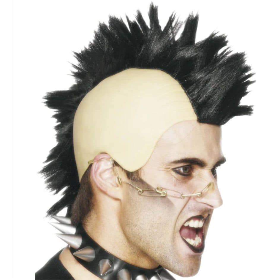 Mohican Wig from Joke.ie – Spiked Black Punk Mohawk Style Wig for Halloween or Fancy Dress