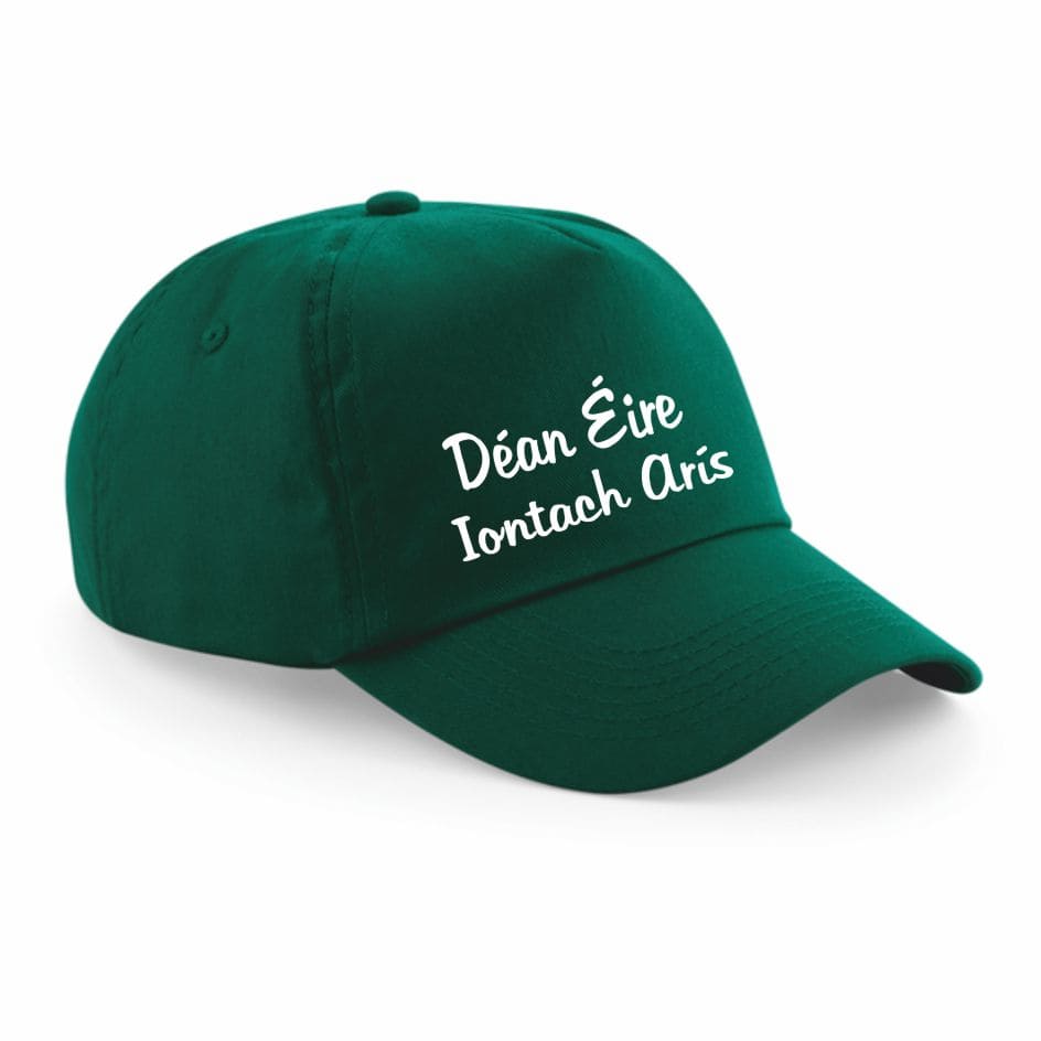 Déan Éire Iontach Arís Cap from joke.ie Ireland. Show off your Irish pride with this quality Déan Éire Iontach Arís Cap (Make Ireland Great Again). Designed for style, comfort, and patriotism, this eye-catching hat is perfect for anyone who loves Ireland and wants to make a bold statement. Whether you're celebrating St. Patrick’s Day, attending Irish festivals, or just showing off your heritage, this cap is the ultimate accessory. Crafted from high-quality, durable fabric, this 5-panel cap offers a comfortable fit with an adjustable strap, making it suitable for most head sizes. The vibrant green color embodies the spirit of Ireland, while the bold white print text adds a striking contrast. The structured design ensures a classic, stylish look that works for casual wear, sports events, and outdoor activities. Perfect for gifting or personal use, this cap is a must-have for anyone with a love for Ireland, the land of a thousand welcomes. Wear it with pride at parades, parties, or any occasion where you want to showcase your Irish roots with a touch of humor and patriotism. Déan Éire Iontach Arís Cap adjustable 5-panel cap, wear with pride.Ideal for St. Patrick’s Day and Irish festivals. Checkout out more Ireland Caps