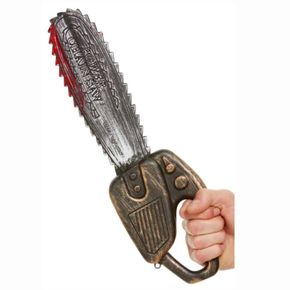 Power Chain Saw from joke.ie Get ready to bring horror to life with this ultra-realistic Chainsaw Prop – a must-have for any gruesome costume or haunted scene! This chilling prop features an old aged silver iron effect blade with realistic blood splatter detailing, making it the perfect accessory for horror enthusiasts, Halloween costumes, haunted houses, or theatrical performances. The weathered blade gives off a gritty, worn-down look, while the aged antique-style handle is designed with rusty and distressed detailing, adding to its terrifying realism. Whether you’re dressing as a deranged lumberjack, horror movie villain, or zombie slayer, this chainsaw prop completes your look with cinematic-quality detail. Made from lightweight, durable plastic, it’s easy to carry all night without sacrificing impact or style. Key Features: Old silver iron effect blade with bloody splatter accents Aged antique handle with distressed, realistic finish Made from safe, lightweight plastic – easy to handle Ideal for Halloween, cosplay, haunted houses, and stage use Adds a gritty, horror-inspired touch to any costume or scene.A great halloween prop, Texas Chainsaw Massacre or something equally as gruesome. Turn up the terror with this realistic Chainsaw Prop – the ultimate finishing touch for any horror-themed outfit. Whether you’re scaring friends or stealing the show, this prop is your go-to weapon of fear. Grab yours and get gruesome!