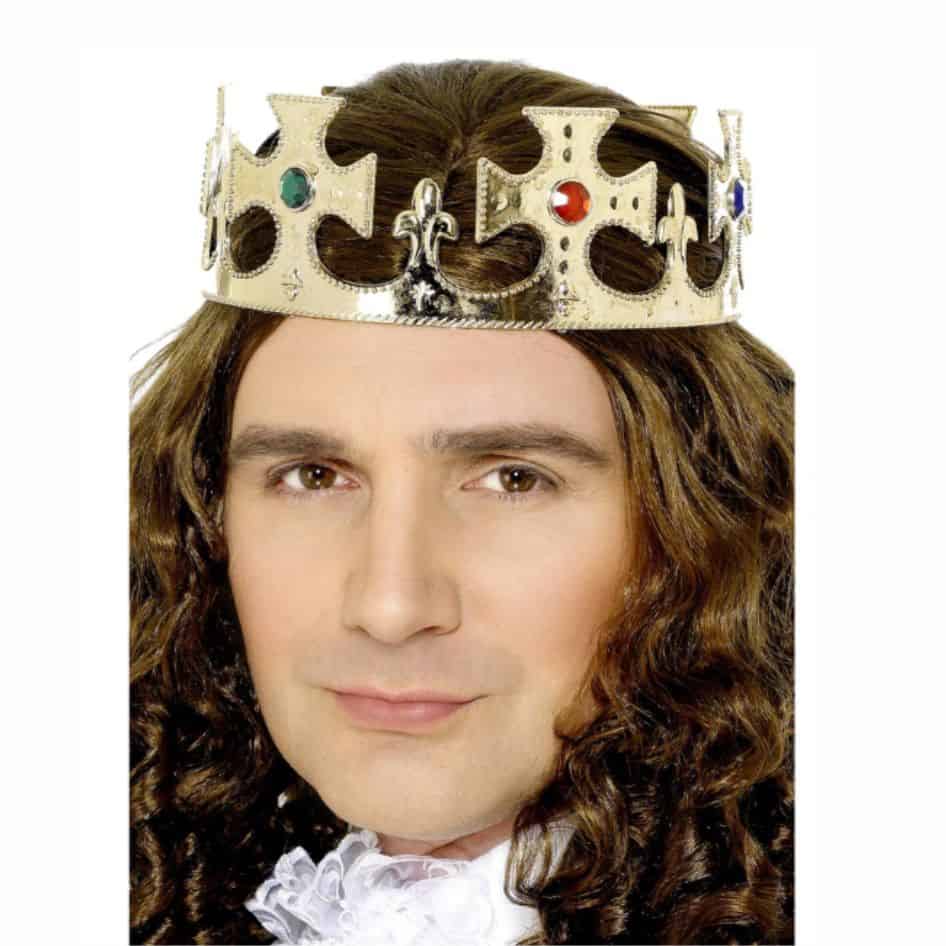 Kings Jewelled Crown from joke.ie Royalty-Inspired Costume Accessory Rule any regal event in style with this gold Kings Crown, the perfect accessory for parties, cosplay, and royal-themed celebrations! Designed with a regal gold finish, this lightweight yet sturdy crown features vibrant colored jewels, adding a touch of elegance and authenticity to your look. Whether you’re dressing up as a medieval king, a fairytale prince, or simply want to feel like royalty, this crown completes your outfit with a majestic flair. Crafted from light weight materials, this crown offers a comfortable fit for both adults and kids. The detailed design mimics the grandeur of real royal headwear, making it ideal for Halloween, costume parties, theater performances, and special occasions. Its lightweight construction ensures all-day comfort, allowing you to wear it effortlessly at any event. This kings crown also makes a fantastic gift for history enthusiasts, role-playing fans, or anyone who loves adding a touch of luxury to their wardrobe. Whether you’re ruling over a costume contest or simply looking for a statement piece, this crown guarantees you’ll stand out. Order your gold king’s crown today and step into the role of a true ruler—because every king deserves a crown! Crown fully adjustable.