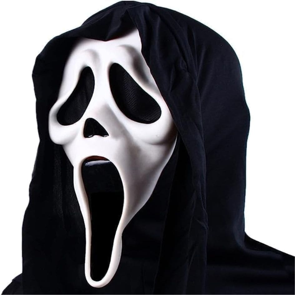 Scream Mask from joke.ie Scream Ghostface White Face Mask – Classic Horror Costume Prop Step into the world of slasher horror with the Scream Mask, the ultimate accessory for any fan of the legendary Scream movies. This iconic mask captures the chilling, elongated white face with dark, hollow eyes and mouth that has terrified audiences since the 1990s. Perfect for Halloween costumes, cosplay events, haunted house attractions, stage productions, or horror-themed parties, this mask delivers instant recognition and fear factor. Whether you’re recreating the look of Ghostface or adding a terrifying twist to your costume, this is the must-have prop. Crafted from lightweight yet durable materials, the mask is comfortable to wear for hours. It features an adjustable strap for a secure fit, making it suitable for adults and teens. Pair it with a black robe and a prop knife for the complete Ghostface transformation. This original-style Ghostface mask is also a fantastic collectible for horror enthusiasts. Display it as part of your slasher memorabilia or use it to add authenticity to your performance or themed photoshoot. Durable, reusable, and timeless, the Scream Ghostface White Face Mask remains one of the most iconic horror props ever created. Get ready to frighten, entertain, and impress with this essential piece of horror history. Upgrade your costume or collection with the Scream Ghostface White Face Mask — the ultimate symbol of slasher horror.