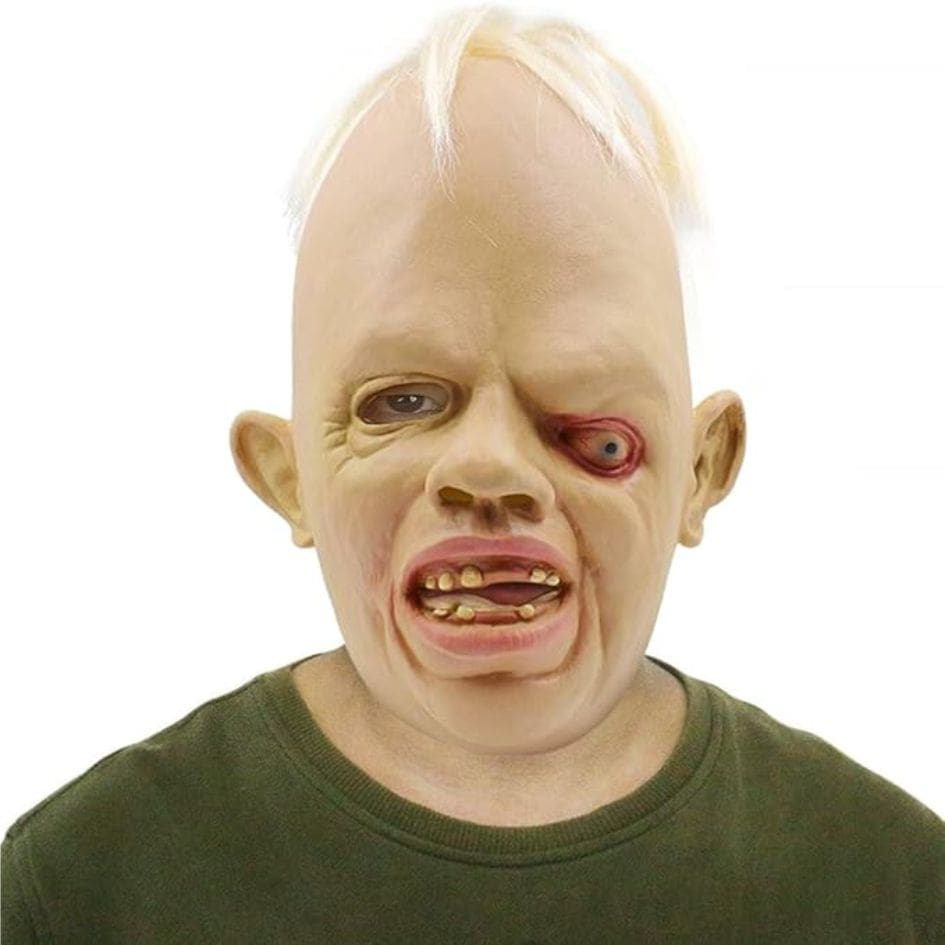 Sloth Mask - The Goonies from joke.ie - The gentle giant. Bring one of cinema’s most unforgettable characters to life with the Hey You Guys Overhead Latex Sloth Mask, inspired by John Matuszak’s legendary role as Sloth in The Goonies (1985). Known for his big heart and iconic catchphrase, “Hey you guys!”, Sloth remains a beloved cult classic figure, and this high-quality latex mask perfectly captures his distinctive look. Expertly crafted with realistic details, the mask features Sloth’s unique facial expressions, lopsided smile, and asymmetrical eye design. Made from durable overhead latex, it provides full-head coverage for an authentic transformation while offering comfortable wear. Openings at the eyes, nose, and mouth allow for breathability and clear vision, making it practical for parties, conventions, or cosplay events. Perfect for Halloween, movie-themed costume parties, or fan gatherings, this Sloth latex mask pairs perfectly with a Superman shirt to complete the iconic look. The flexible latex construction ensures a snug fit, while its sculpted details pay homage to John Matuszak’s portrayal of the lovable gentle giant. Whether you’re a lifelong fan of The Goonies, a collector of 80s movie memorabilia, or simply looking to create an unforgettable costume, the Hey You Guys Sloth Mask guarantees laughs, nostalgia, and instant recognition. Relive the magic of the eighties with this tribute to one of the most memorable characters in film history. RIP John Matuszak - Thank you for the memories. Includes: Overhead Latex Sloth Mask