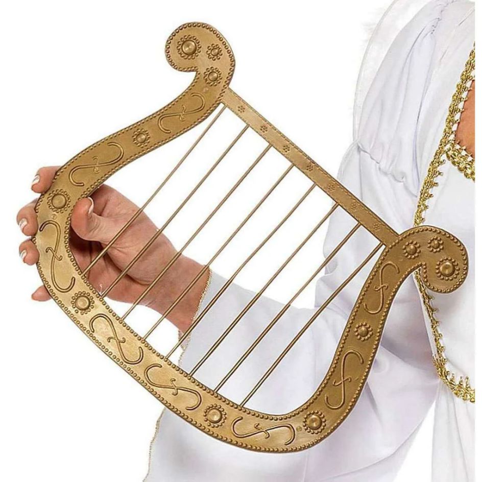 Angel Harp – A Heavenly Touch for Christmas Plays and Celebrations Bring a touch of celestial elegance to your festive celebrations with the stunning Angel Harp, a beautifully designed accessory perfect for Christmas nativity plays, angel costumes, and decorative displays. Crafted from sturdy, high-quality plastic, this harp combines durability with the charm of a gold aged metal effect, giving it a timeless and authentic appearance that looks beautiful on stage or as part of a festive setup. The harp features an ornate, detailed design that captures the grace and serenity associated with angels. Its delicate string effect adds a realistic touch, making it the ideal prop for performances, school plays, and Christmas events. Lightweight and easy to hold, this angelic harp is suitable for both children and adults, ensuring comfort while maintaining a truly elegant look. Whether you’re completing a nativity angel costume, creating a heavenly scene, or adding a decorative element to your Christmas display, the Angel Harp is the perfect finishing touch. Its golden shimmer and intricate design bring warmth, beauty, and a sense of divine wonder to any setting. Make your festive season truly magical with this exquisite Angel Harp – a must-have accessory for nativity plays, Christmas pageants, festive parties, and angelic decorations that inspire joy and light wherever they’re used. Includes: Gold effect harp Checkout more great Angel Accessories