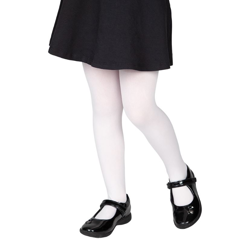 Kids White Tights from joke.ie Kids white tights are an essential wardrobe staple, combining comfort, durability, and style for everyday wear or special occasions. Made from a soft, breathable blend of materials, these tights ensure a gentle feel on the skin while providing long-lasting stretch that keeps its shape throughout the day. The smooth, flexible design allows children to move freely, making them ideal for school uniforms, dance classes, holiday outfits, or casual layering during cooler seasons. With a snug yet comfortable waistband, kids white tights stay in place without slipping or digging in, offering a secure fit for active children. Their opaque coverage provides a polished look, making them suitable for pairing with dresses, skirts, shorts, or costumes. The reinforced toes add extra strength, reducing the risk of tears and extending wear time. White tights for kids are also easy to care for, designed to resist pilling and fading after multiple washes. They maintain their brightness and softness, keeping outfits looking neat and fresh. Whether you are preparing for a special event, school performance, or everyday outfit layering, kids white tights are a practical and stylish choice. Their classic color and versatile design make them a reliable accessory for every season and wardrobe. Checkout more Tights Collection Here