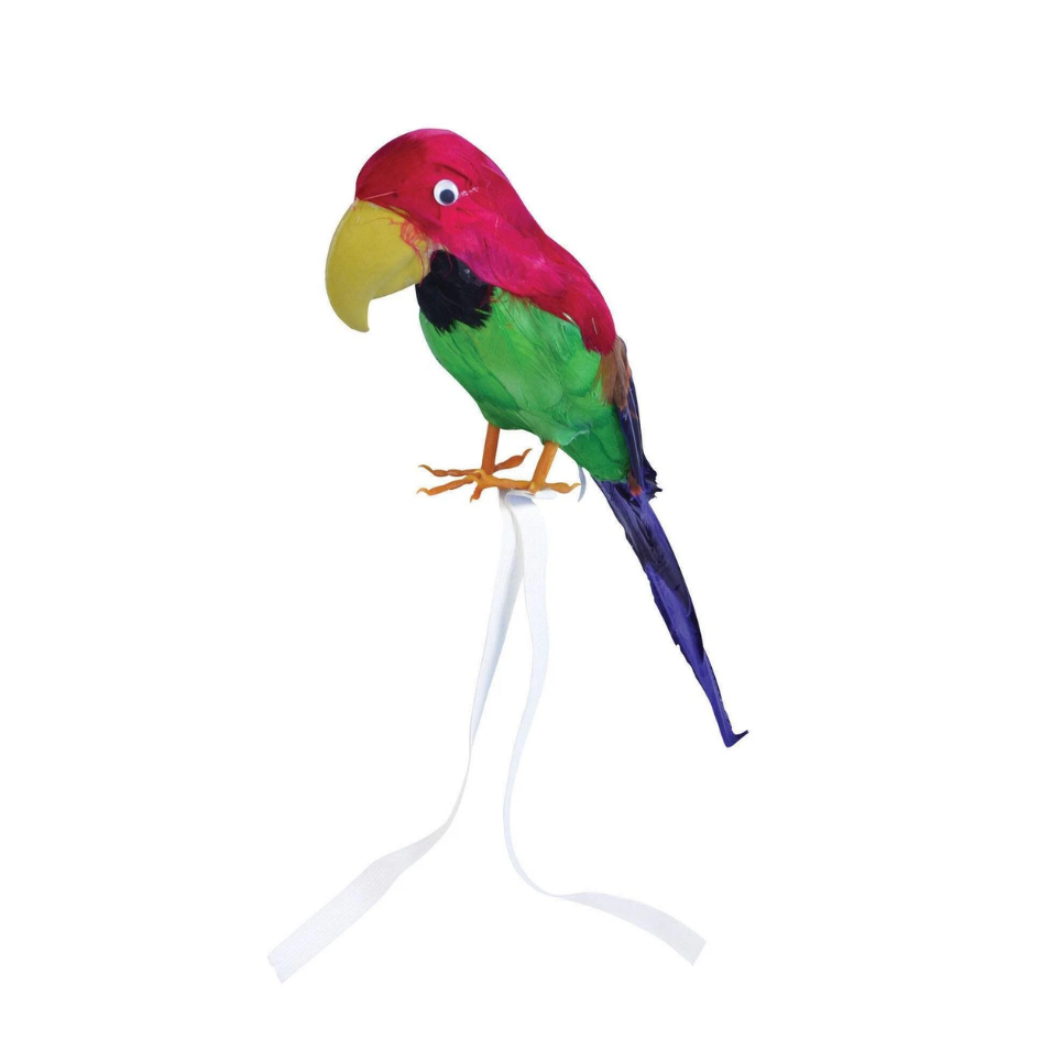 feathered parrot prop with strap for pirate costume fancy dress shoulder accessory colourful bird prop